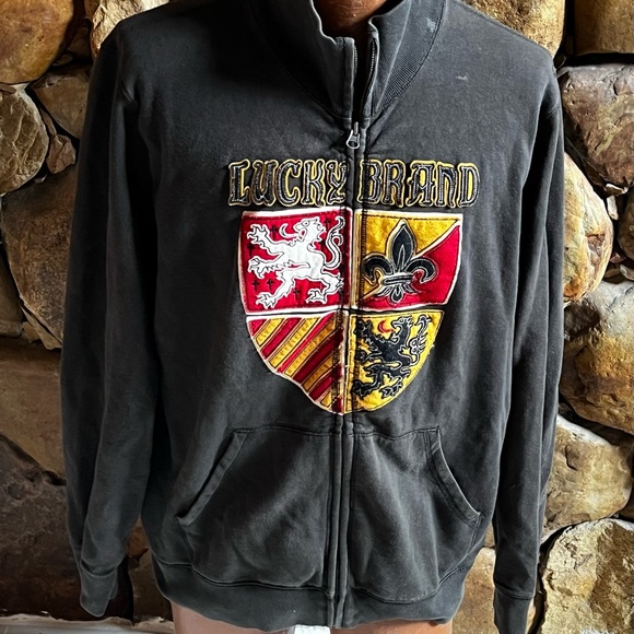 Lucky Brand Vintage Inspired Full Zip Hoodie Embroidered Sweatshirt Jacket - Picture 7 of 10